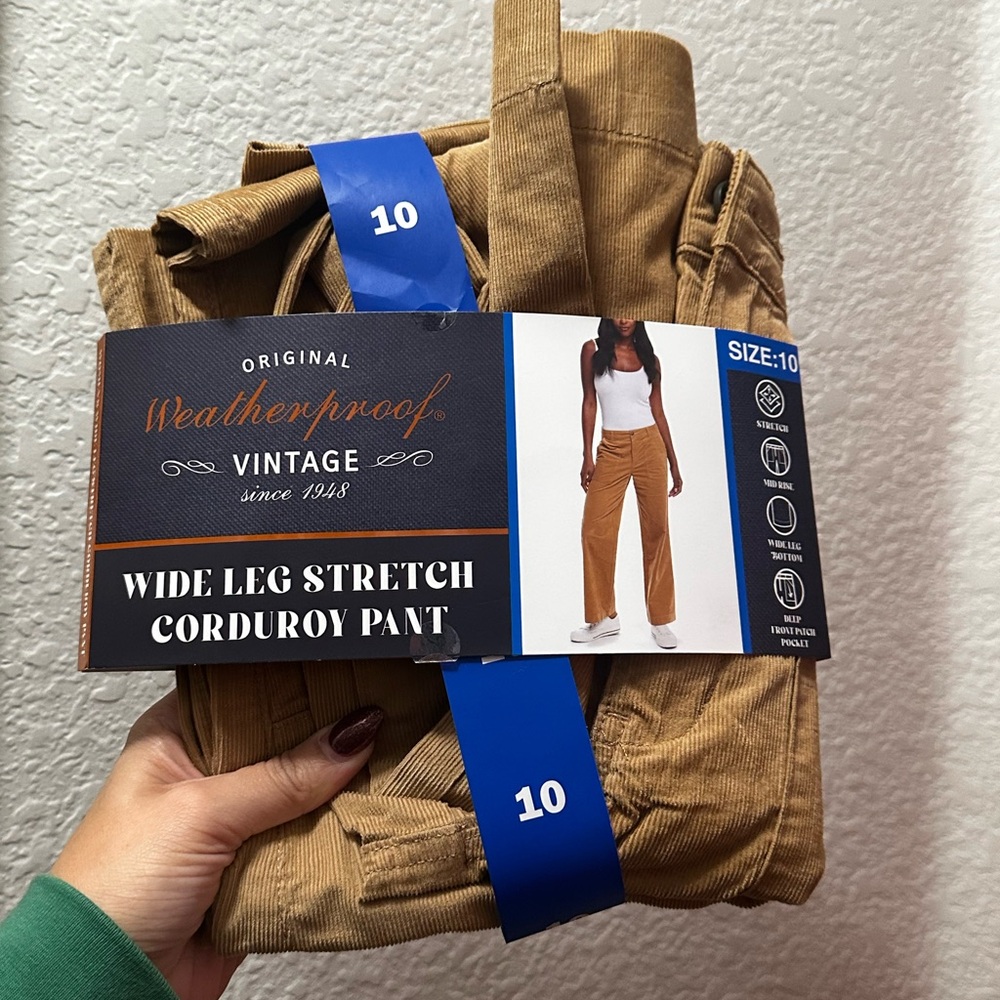 Weatherproof Women's Wide Leg Stretch Corduroy Pants - Tan